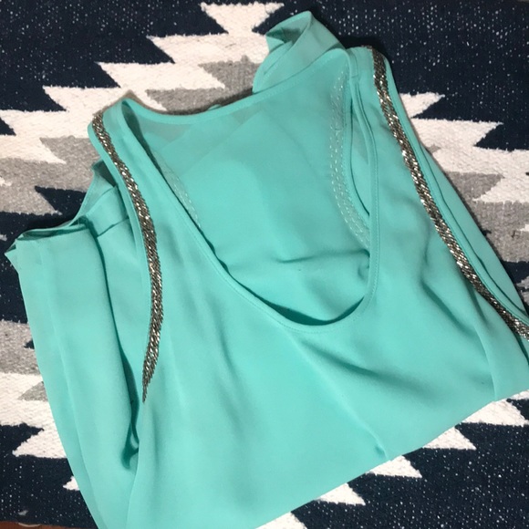 Turquoise beaded tank - Picture 1 of 4